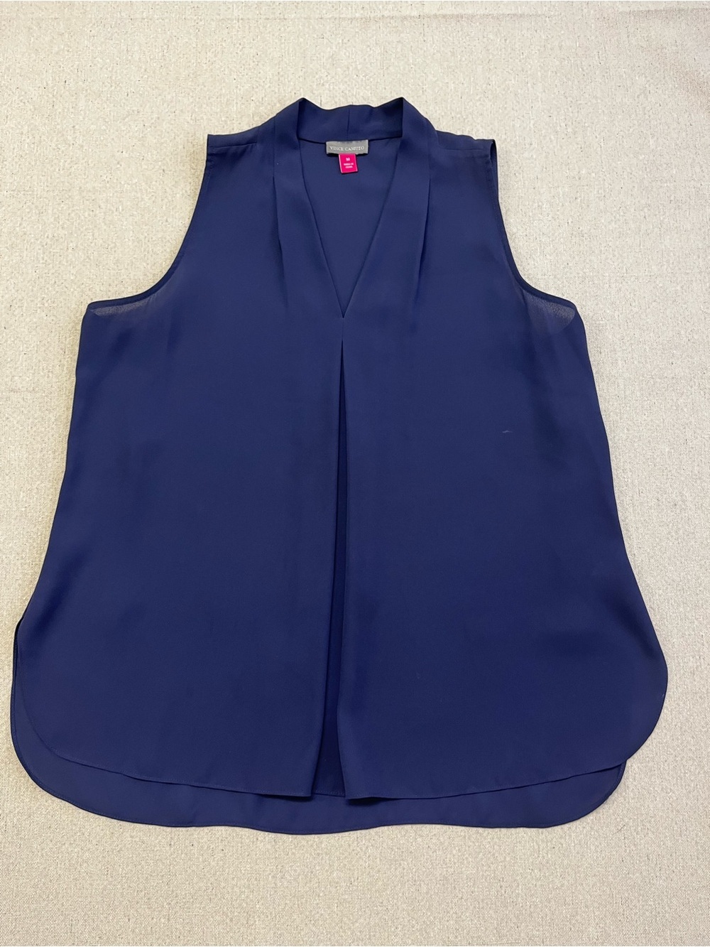 Vince Camuto Navy Sheer Sleeveless V-Neck Blouse Top Women’s Medium